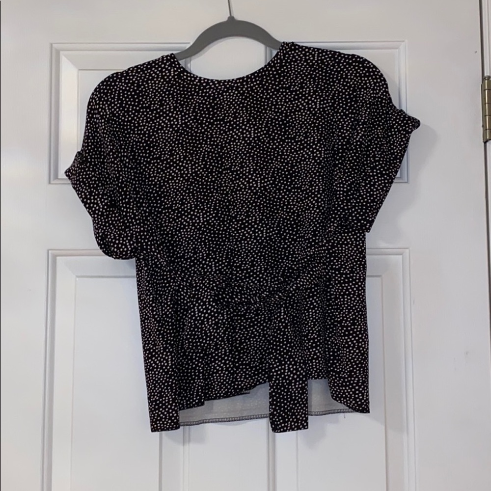 Express Tie Top Short Sleeve Tee Polka Dot